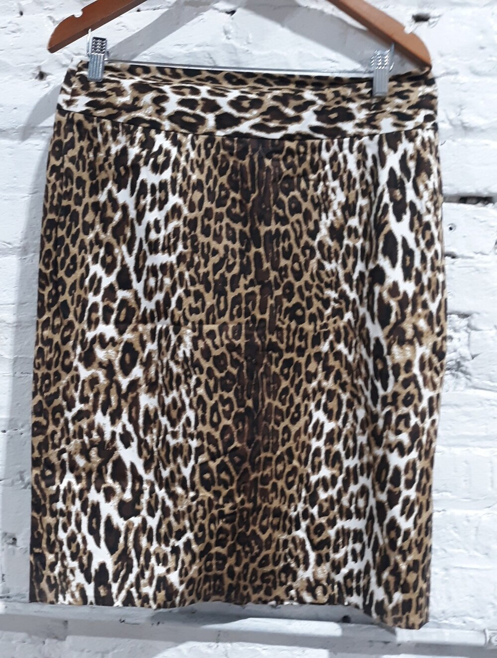 Grace Elements Vintage Leopard Animal Print Stretch Cotton Pencil Skirt Size 10